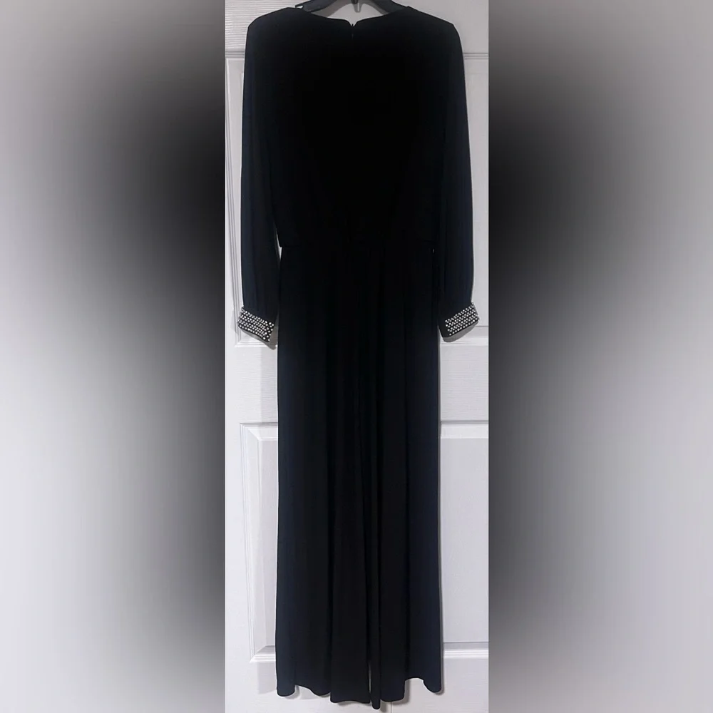 MSK Rhinestone Embellished Long Sleeved Wide Leg Jumpsuit - Picture 5 of 5